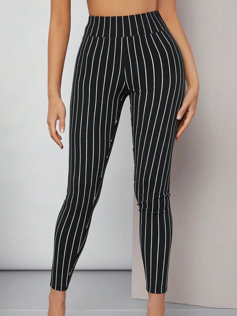 Black and White pinstripe leggings